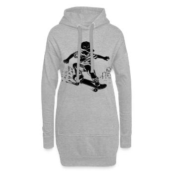 Garçon de skateboard - Sweat-shirt à capuche long Femme - gris chiné - Devant
