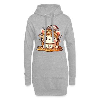Ramen Cat-Geschmack! Die Ramen-Katze - Hoodie-Kleid - Grau meliert - Vorne