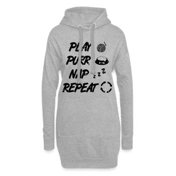 Routine du chat - Sweat-shirt à capuche long Femme - gris chiné - Devant
