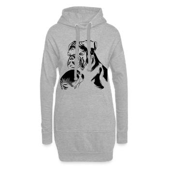 Dessin de chien boxeur - Sweat-shirt à capuche long Femme - gris chiné - Devant