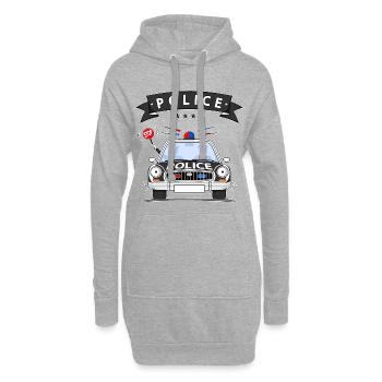 Police Polizeiauto mit Sirene schwarz - Hoodie-Kleid - Grau meliert - Vorne