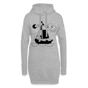Segeln Cartoon Stil - Hoodie-Kleid - Grau meliert - Vorne