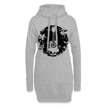 Ukulele Comic-Stil - Hoodie-Kleid - Grau meliert - Vorne