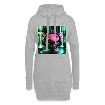 Futuristischer Cyber-Axolotl Freund - Hoodie-Kleid - Grau meliert - Vorne