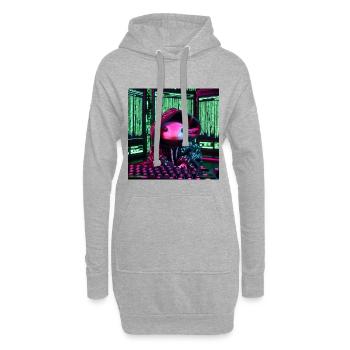 Cyber-Axolotl im digitalen Code-Look - Hoodie-Kleid - Grau meliert - Vorne