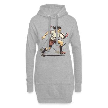 Weiblicher Rugbyspieler - Hoodie-Kleid - Grau meliert - Vorne