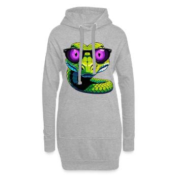 Schlange mit lila Sonnenbrille - Hoodie-Kleid - Grau meliert - Vorne