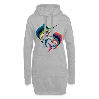 Doppelter Bunter Marlin - Hoodie-Kleid - Grau meliert - Vorne