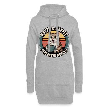 Chat et café Perfect Morning - Sweat-shirt à capuche long Femme - gris chiné - Devant