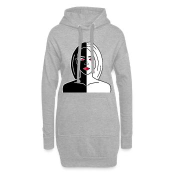 Porträt einer Yin- und Yang-Frau - Hoodie-Kleid - Grau meliert - Vorne