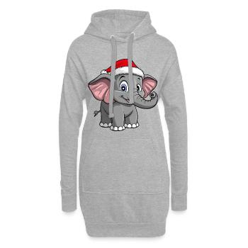 Elefanten Christmas - Hoodie-Kleid - Grau meliert - Vorne