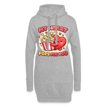 Cœurs de popcorn sucrés pour la Saint-Valentin - Sweat-shirt à capuche long Femme - gris chiné - Devant
