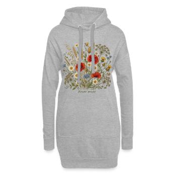Blumenwiese im Aquarellstil - Hoodie-Kleid - Grau meliert - Vorne