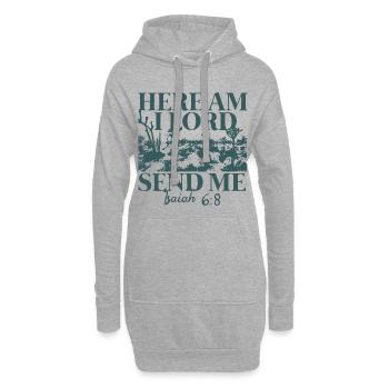 Ici, Seigneur, envoie-moi Ésaïe 6:8 - Sweat-shirt à capuche long Femme - gris chiné - Devant