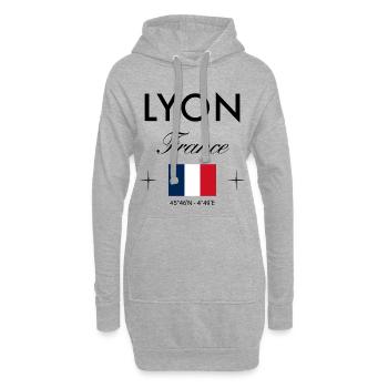 Lyon Frankreich Koordinaten Reise Souvenir - Hoodie-Kleid - Grau meliert - Vorne