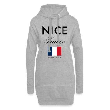 Nice, France, Coordonnées Souvenir de voyage - Sweat-shirt à capuche long Femme - gris chiné - Devant