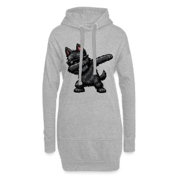 Dabbing Scottish Terrier in Comic Style - Hoodie Dress - heather grey - Front
