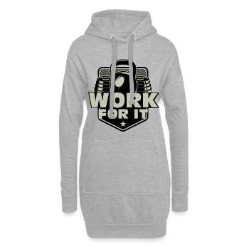 Work for it, Gym, Fitnessstudio - Hoodie-Kleid - Grau meliert - Vorne