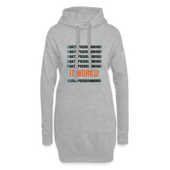 I hate programming It works I love programming - Hoodie-Kleid - Grau meliert - Vorne