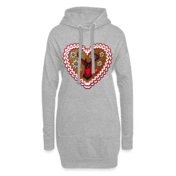 Lebkuchenherz amende cerf - Coeur d'amour - Sweat-shirt à capuche long Femme - gris chiné - Devant