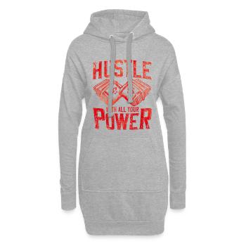 hustle with all your power - Hoodie-Kleid - Grau meliert - Vorne