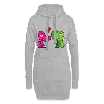dinosaurier paar verliebt - Hoodie-Kleid - Grau meliert - Vorne