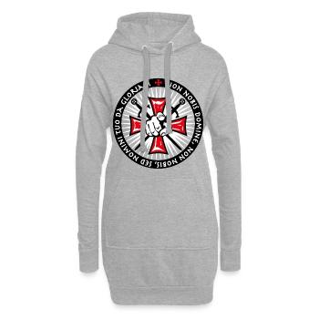 21 Ritter Kreuz Zeigefinger Schwerter Non Nobis - Hoodie-Kleid - Grau meliert - Vorne