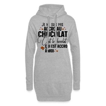 Chocolat Gourmand Choco Cadeau Humour Noël - Sweat-shirt à capuche long Femme - gris chiné - Devant