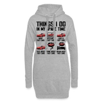 Dinge, die ich in meiner Freizeit mache Autoliebhaber - Hoodie-Kleid - Grau meliert - Vorne