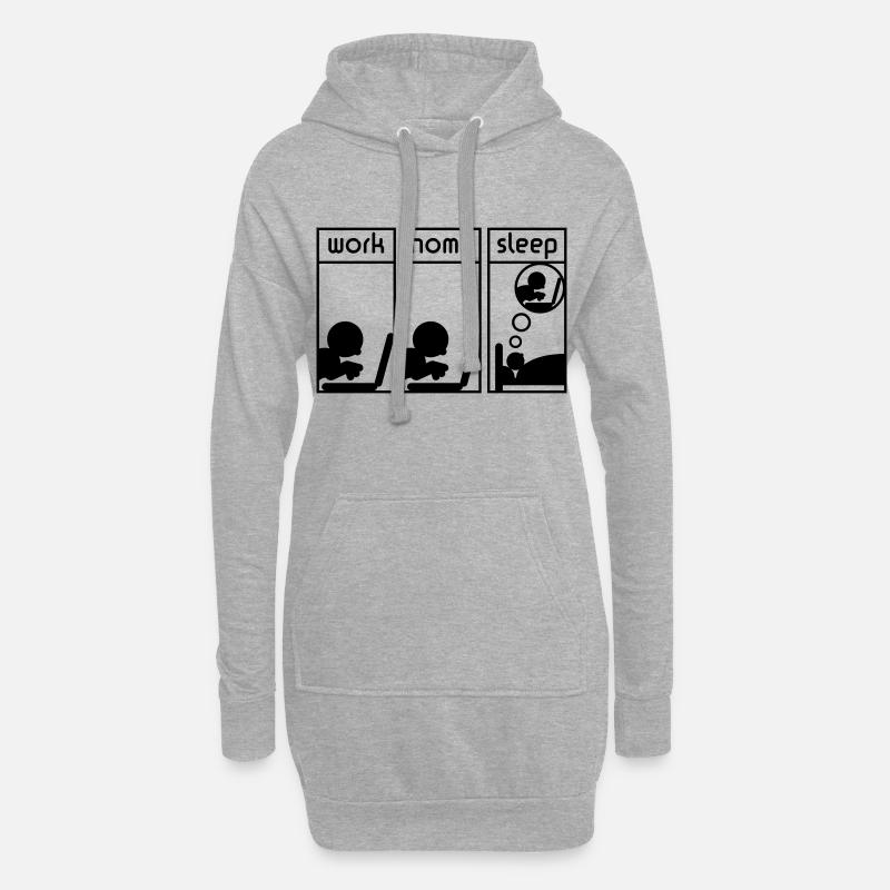 Computerfreak (work - home - sleep) - Hoodie-Kleid - Grau meliert