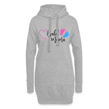 Bald Mama Baby Schwangerschaft Geburt Herz Mutter - Hoodie-Kleid - Grau meliert - Vorne