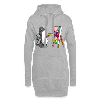 Peindre Chat - Sweat-shirt à capuche long Femme - gris chiné - Devant