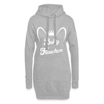 Bully Frauchen Weiß Französische Bulldogge - Hoodie-Kleid - Grau meliert - Vorne