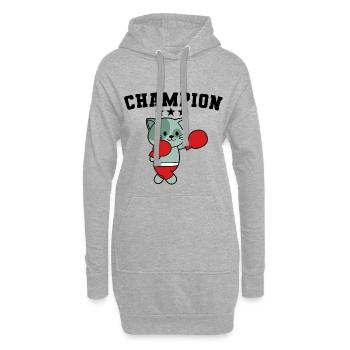 Champion boxende Katze - Hoodie-Kleid - Grau meliert - Vorne