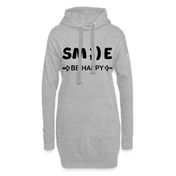 Smile - Be happy - Positives Denken - Hoodie-Kleid - Grau meliert - Vorne