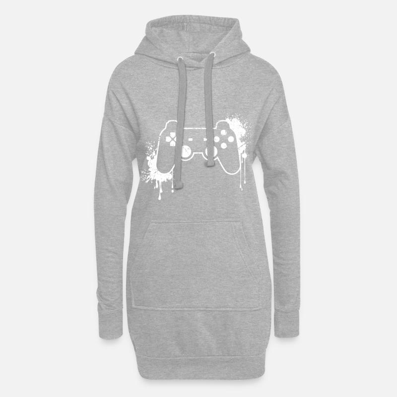 RETRO CONTROLLER en blanc - Sweat-shirt à capuche long Femme - gris chiné