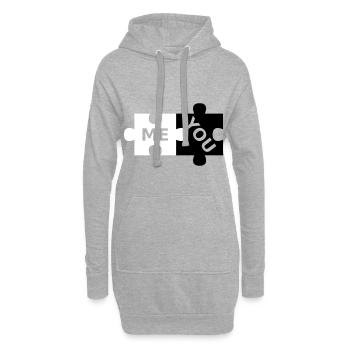 Puzzleteile me and you - Hoodie-Kleid - Grau meliert - Vorne