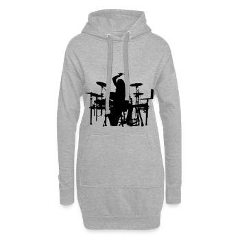 Schlagzeuger Musiker Musik - Hoodie-Kleid - Grau meliert - Vorne