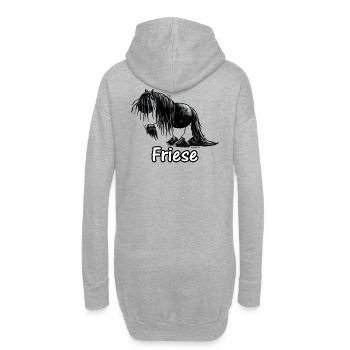 Lustiges Friesenpferd - Friese - Pferd - Hoodie-Kleid - Grau meliert - Hinten