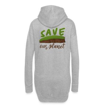Rette unseren Planeten Geschenk Shirt - Hoodie-Kleid - Grau meliert - Hinten