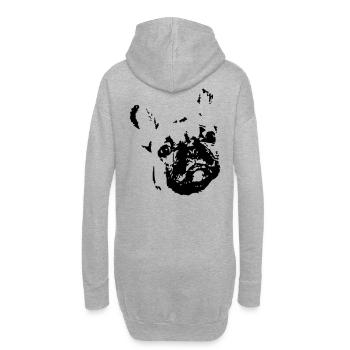 Französische Bulldogge, Bulldog, French Bulldog - Hoodie-Kleid - Grau meliert - Hinten