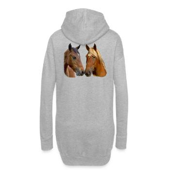 Les chevaux jumeaux s’embrassent - Sweat-shirt à capuche long Femme - gris chiné - Dos