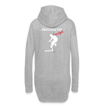 Logo TROTTINETTE Blanc 2 - Sweat-shirt à capuche long Femme - gris chiné - Dos