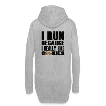 Lustiges Laufzitat mit Keks-Design - Hoodie-Kleid - Grau meliert - Hinten