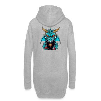 Drachen-Design mit mystischer Szenerie - Hoodie-Kleid - Grau meliert - Hinten