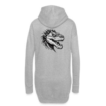 Drachenkopf Illustration schwarz Weiß - Hoodie-Kleid - Grau meliert - Hinten