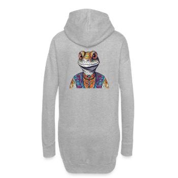 Bunte Echse im Streetstyle - Hoodie-Kleid - Grau meliert - Hinten