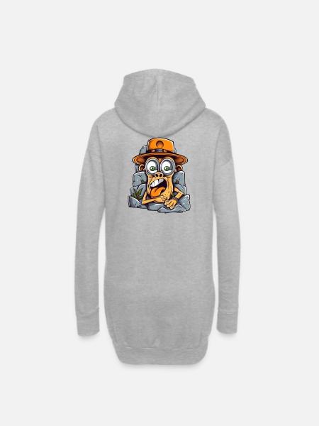 Ausdrucksstarke Street-Art Affe - Hoodie-Kleid - Grau meliert