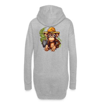 Abenteueraffe mit Safarihut und Rucksack - Hoodie-Kleid - Grau meliert - Hinten