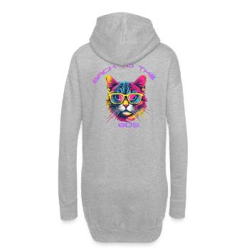 Retro Katzen-Design mit Sonnenbrille - Hoodie-Kleid - Grau meliert - Hinten